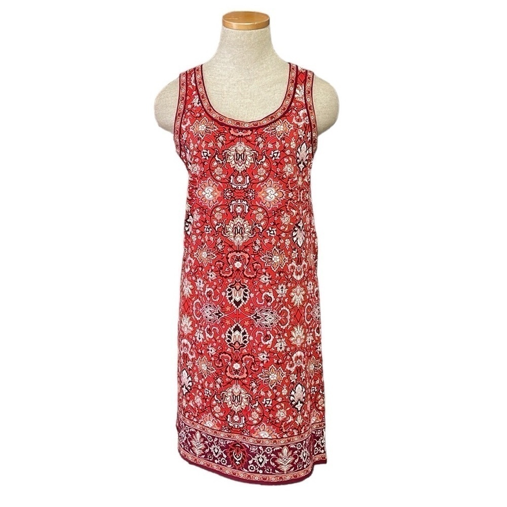 Max Studio Dress Women's XS X Small Red Paisley Sleeveless Sheath Midi NWT
